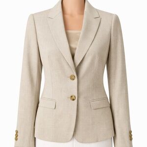 Beige Linen Blend Blazer XS Tailored Work Office Jacket The Limited